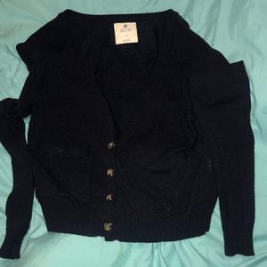 ARIE NAVY BUTTON UP CARDIGAN